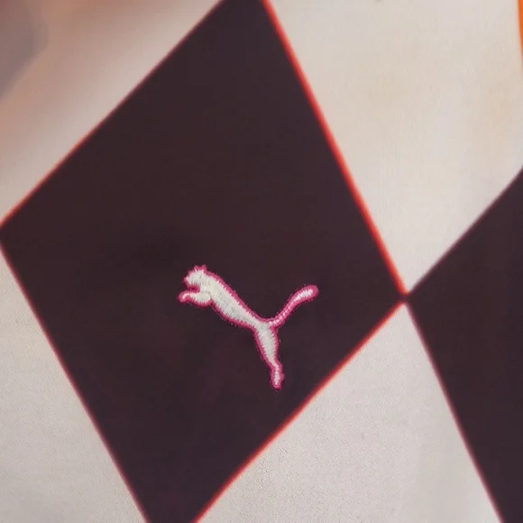 PUMA Golf "Sample" Argyle Polo Shirt - Men's Medium - Rare Orange & White - Picture 3 of 8